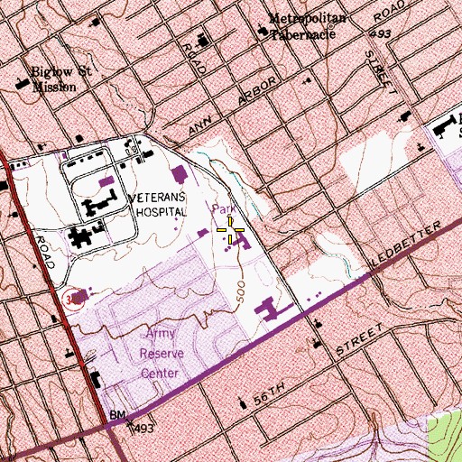 Topographic Map of Veterans Park, TX