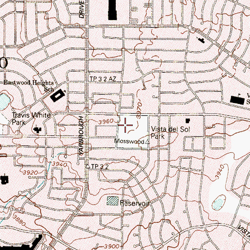 Topographic Map of Vista del Sol Park, TX
