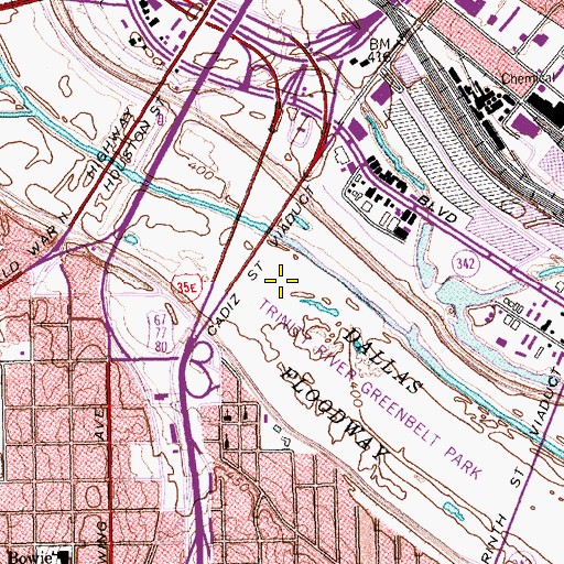 Topographic Map of Trinity River Greenbelt Park, TX