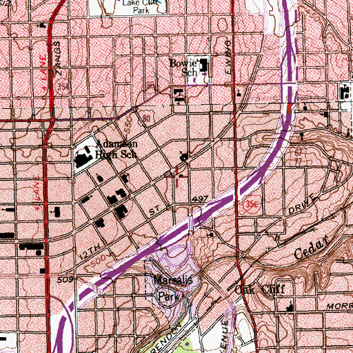 Topographic Map of Turner Plaza Park, TX