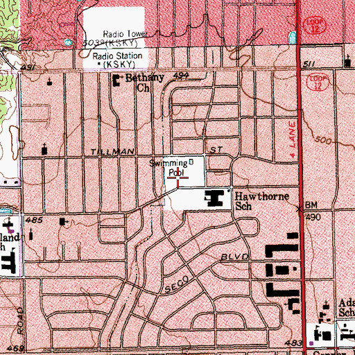 Topographic Map of Umphress Park, TX