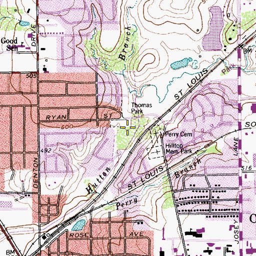 Topographic Map of Thomas Park, TX