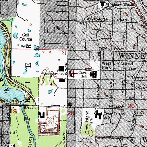 Topographic Map of Carleton Washburne School, IL