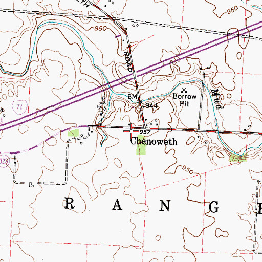 Topographic Map of Chenoweth Post Office (historical), OH