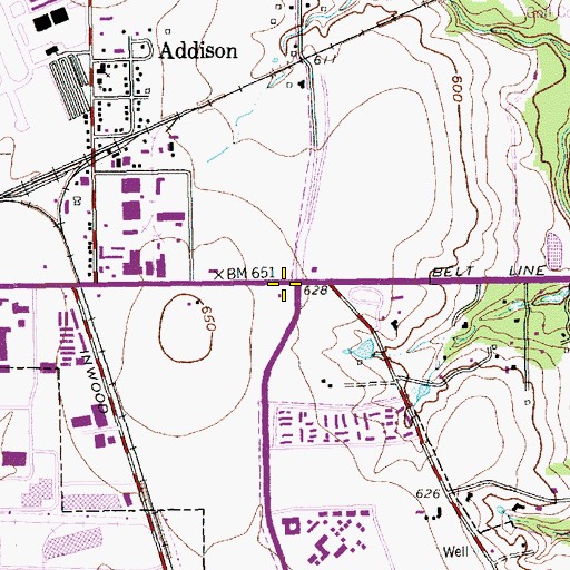 Topographic Map of Prestonwood Shopping Center, TX