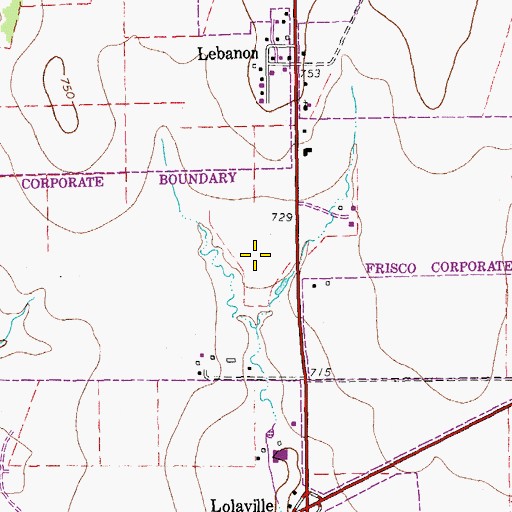 Topographic Map of Stonebriar Centre Shopping Center, TX