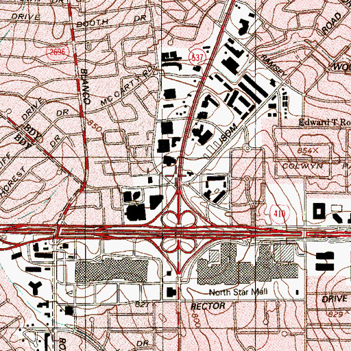 Topographic Map of La Plaza del Norte Shopping Center, TX