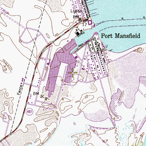 Topographic Map of Port Mansfield Boat Basin Marina, TX