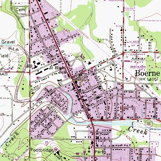 Topographic Map of Kendall County Courthouse, TX