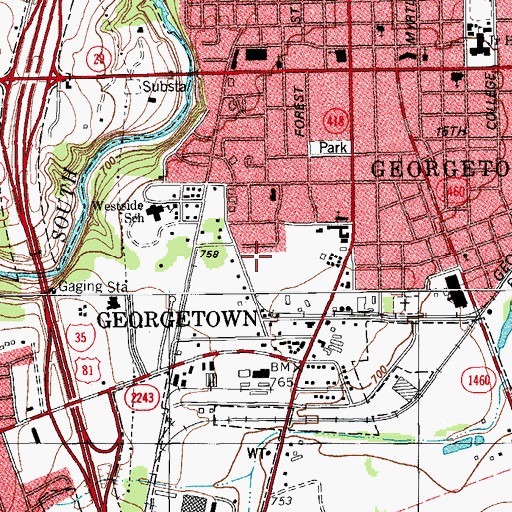 Topographic Map of McKnight-Ebb House, TX