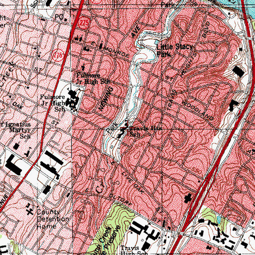 Topographic Map of Louis and Mathilde Reuter House, TX