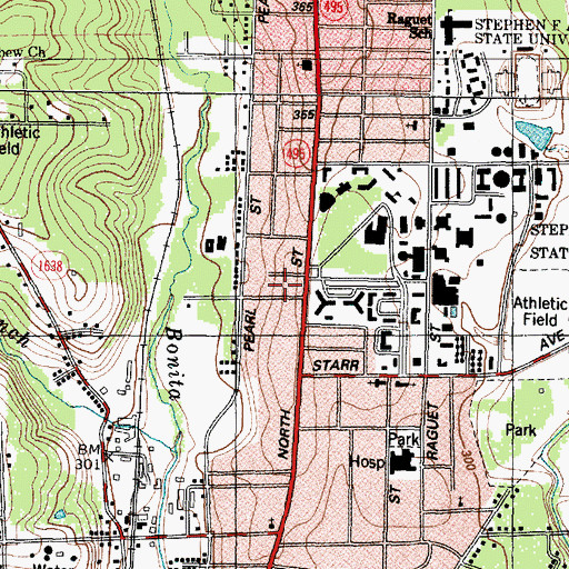 Topographic Map of Eugene H Blount House, TX