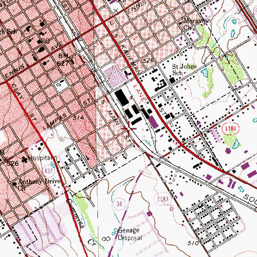 Topographic Map of Farrar House, TX