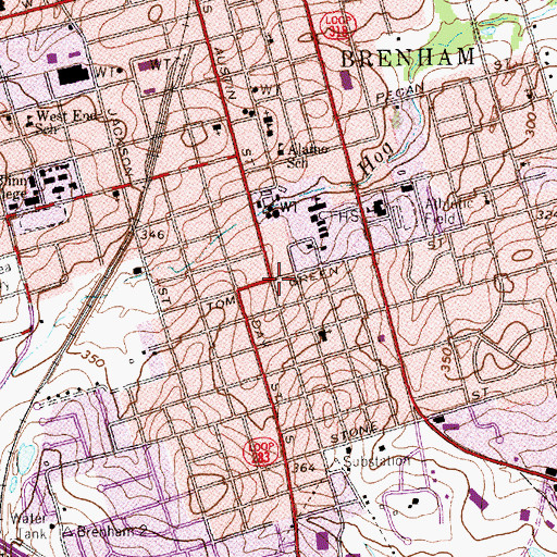 Topographic Map of Becker-Hildebrandt House, TX