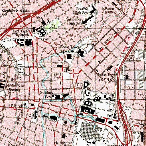 Topographic Map of Barr Building, TX