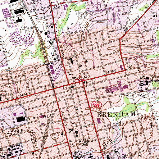 Topographic Map of Bassett and Bassett Banking House, TX