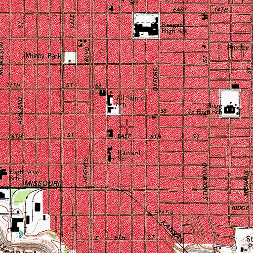 Topographic Map of Austin Copeland House I, TX