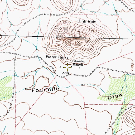 Topographic Map of Canon Ranch Railroad Eclipse Windmill, TX