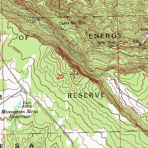 Topographic Map of Monogram Mesa, CO