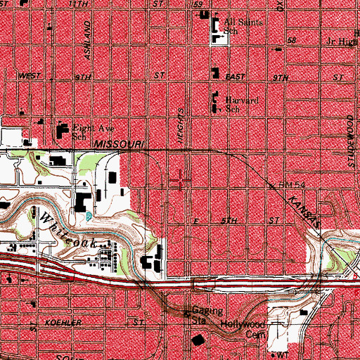 Topographic Map of Heights Boulevard Esplanade, TX