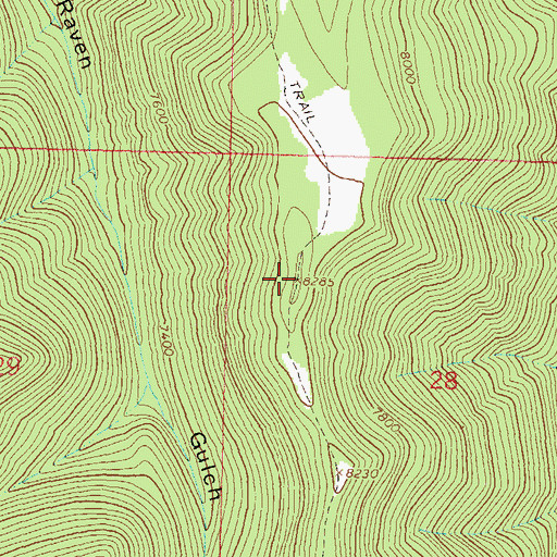 Topographic Map of Raven Mesa, CO
