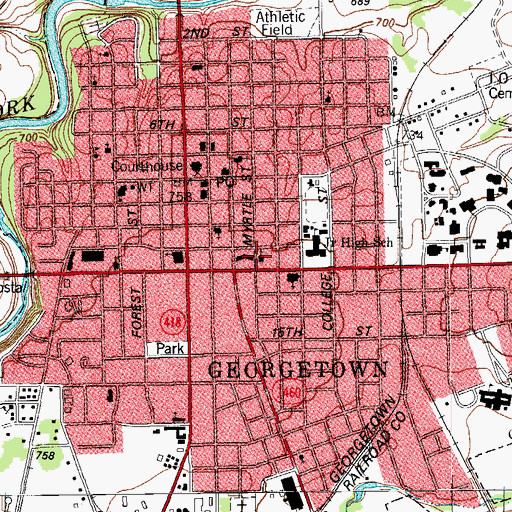 Topographic Map of Saint Johns Methodist Church, TX