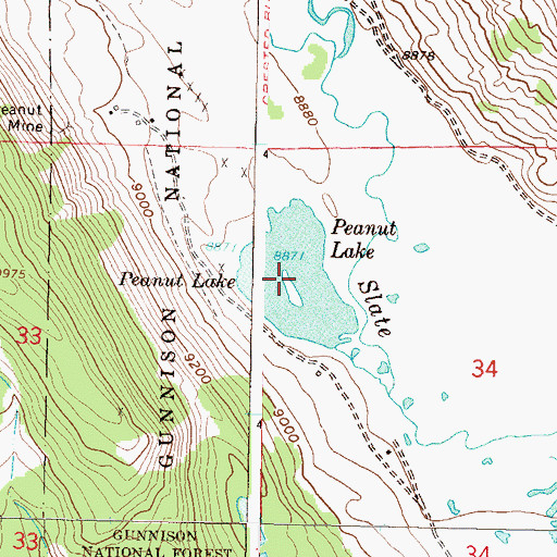 Topographic Map of Peanut Lake, CO