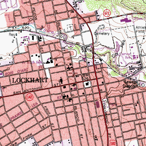 Topographic Map of Emmanuel Episcopal Church, TX