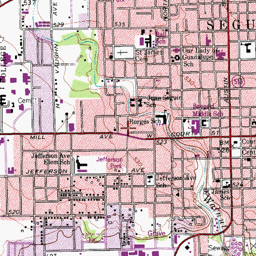 Topographic Map of Sebastopol Building, TX