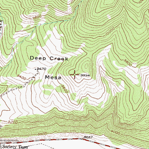 Topographic Map of Deep Creek Mesa, CO