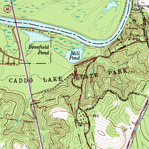 Topographic Map of Caddo Lake State Park Trail, TX