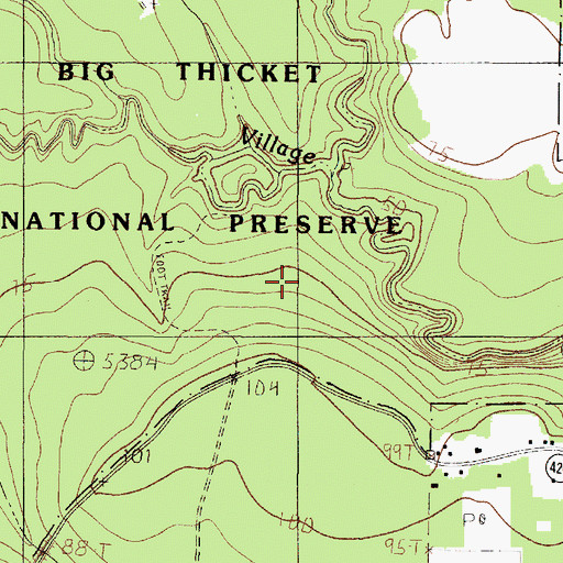 Topographic Map of Big Thicket - Kirby Nature Trail, TX