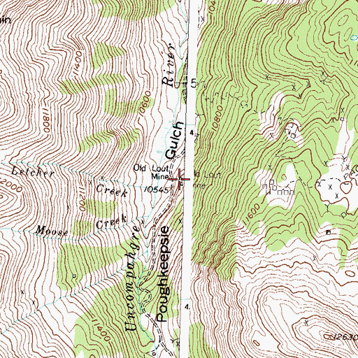 Topographic Map of Old Lout Mine, CO