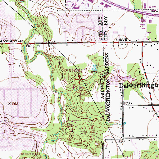 Topographic Map of Veterans Park Trail, TX