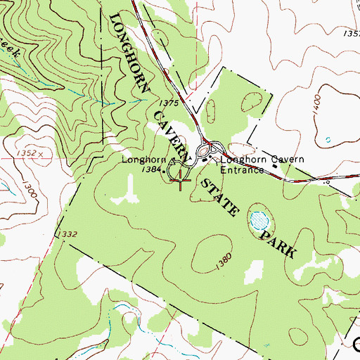 Topographic Map of Longhorn Cavern State Park Trail, TX