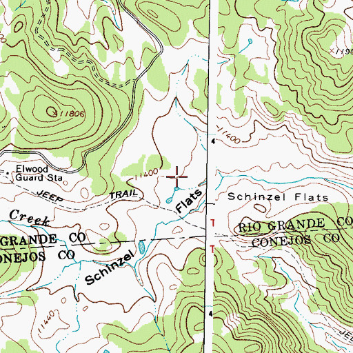Topographic Map of Schinzel Flats, CO
