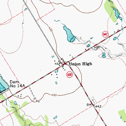 Topographic Map of Union High, TX