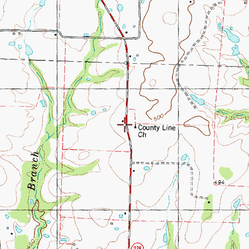 Topographic Map of County Line, TX