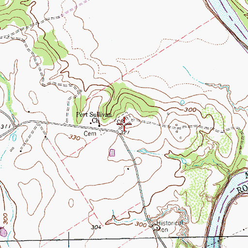 Topographic Map of Port Sullivan (historical), TX
