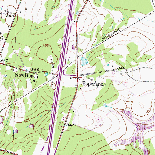 Topographic Map of Ada, TX