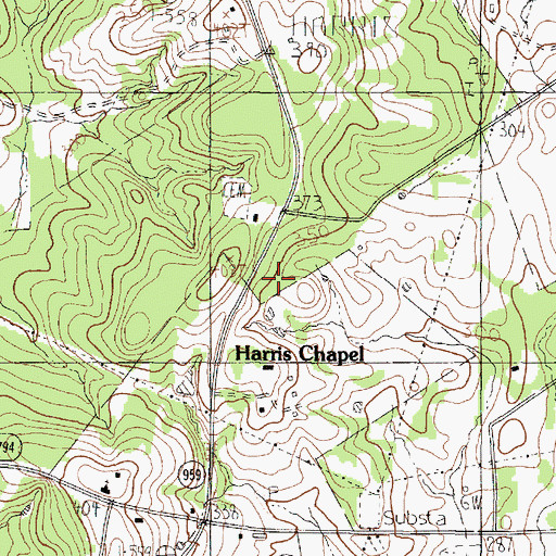 Topographic Map of Harris Chapel, TX