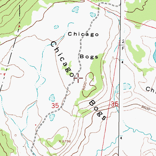 Topographic Map of Chicago Bogs, CO