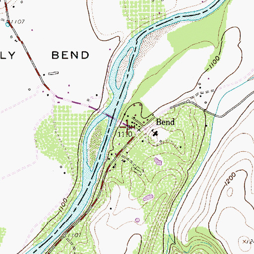 Topographic Map of Bend, TX