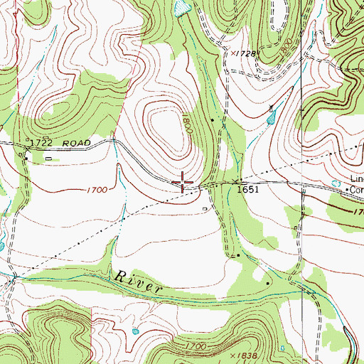 Topographic Map of Lindendale, TX
