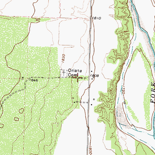 Topographic Map of Oriana (historical), TX