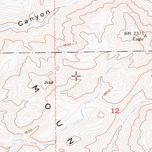 Topographic Map of Fish Creek Mountains Wilderness, CA