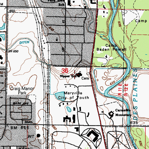 Topographic Map of Burning Bush Trails Park, IL