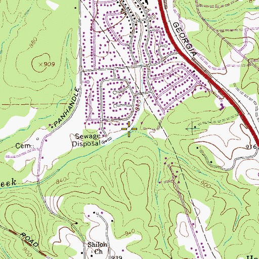 Topographic Map of Castor Creek, GA