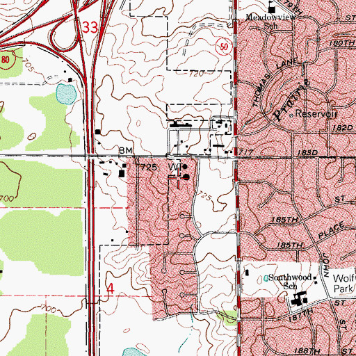 Topographic Map of Marycrest Park, IL