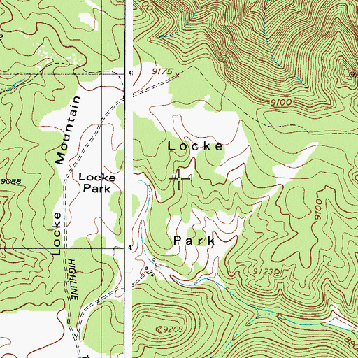 Topographic Map of Locke Park, CO